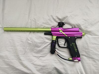 Azodin Blitz Evo w/ cp feedneck, dye hyper 3, zero system and a tech-t hush bolt. From the 2012 run.