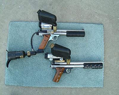 The bottom pistol is now a bottomline carbine--that lever changer became too problematic.