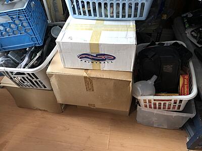 Boxes of unused hoppers parts etc